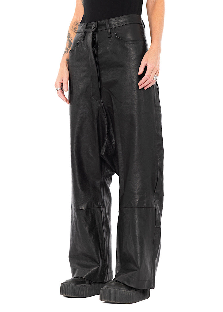 LEATHER DROP-CROTCH TROUSER