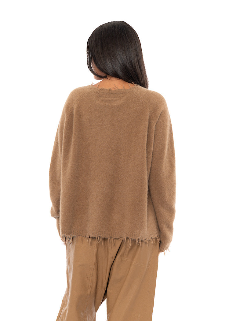 RELAXED FRAYED KNIT PULLOVER