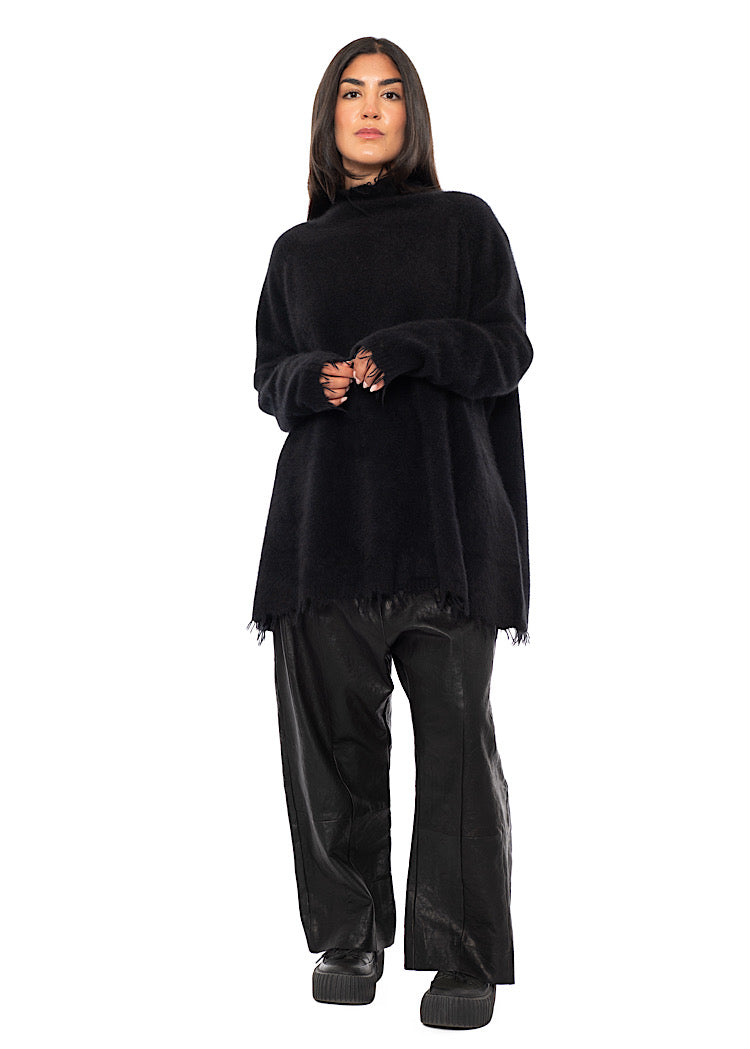 OVERSIZED FOX WOOL SILK KNITTED TUNIC