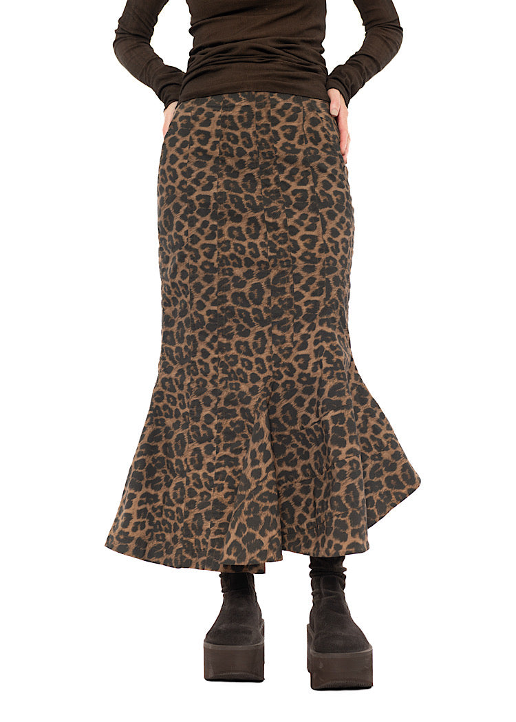 SCULPTURAL LEOPARD SKIRT