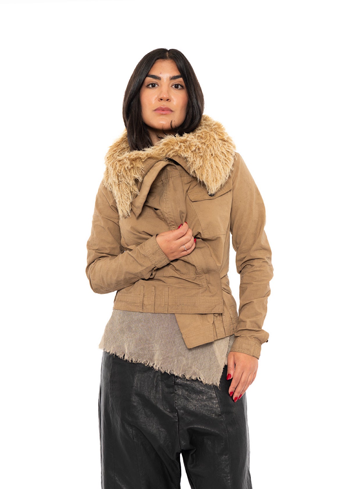 FITTED DETACHABLE FAUX FUR TRIMMED JACKET