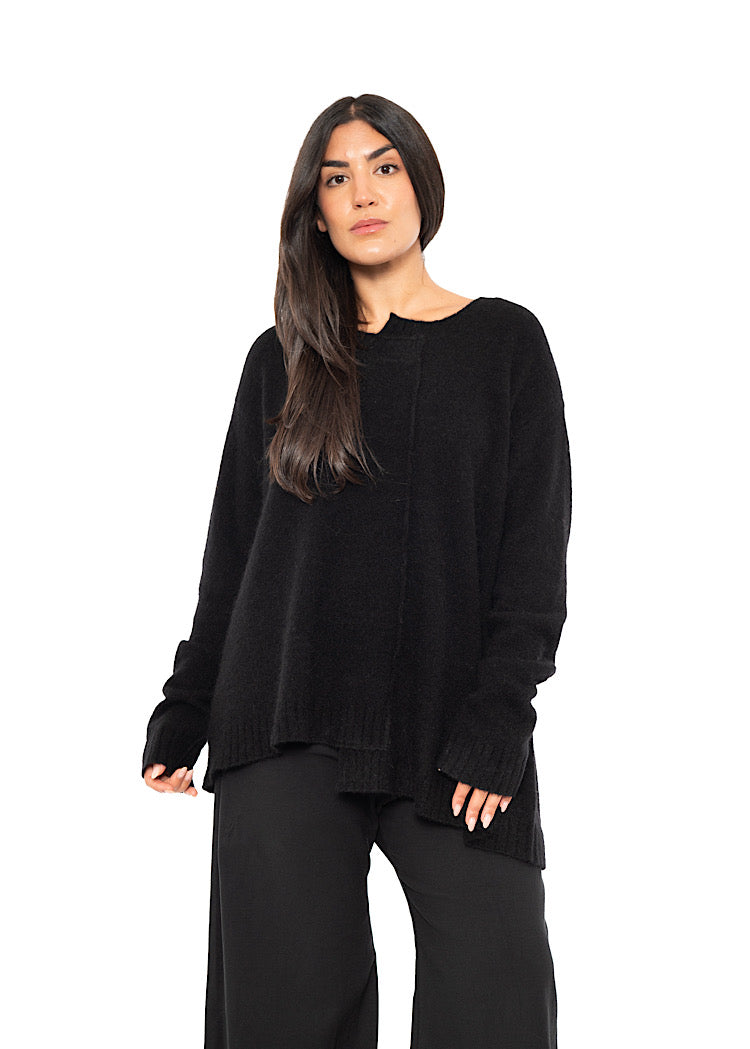BRUSHED MÉLANGE KNITTED PULLOVER