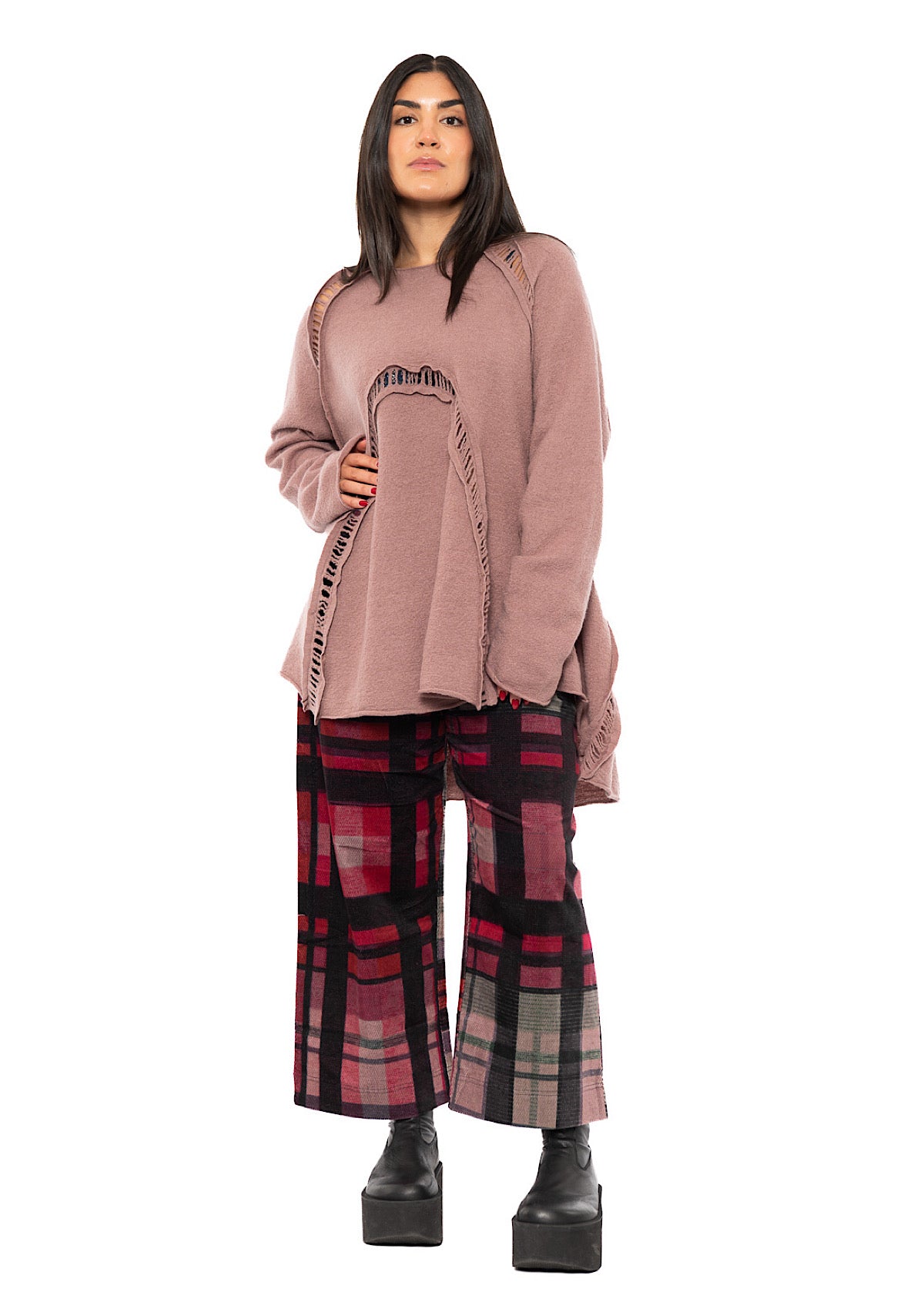 BOILED WOOL LADDER STITCH TUNIC