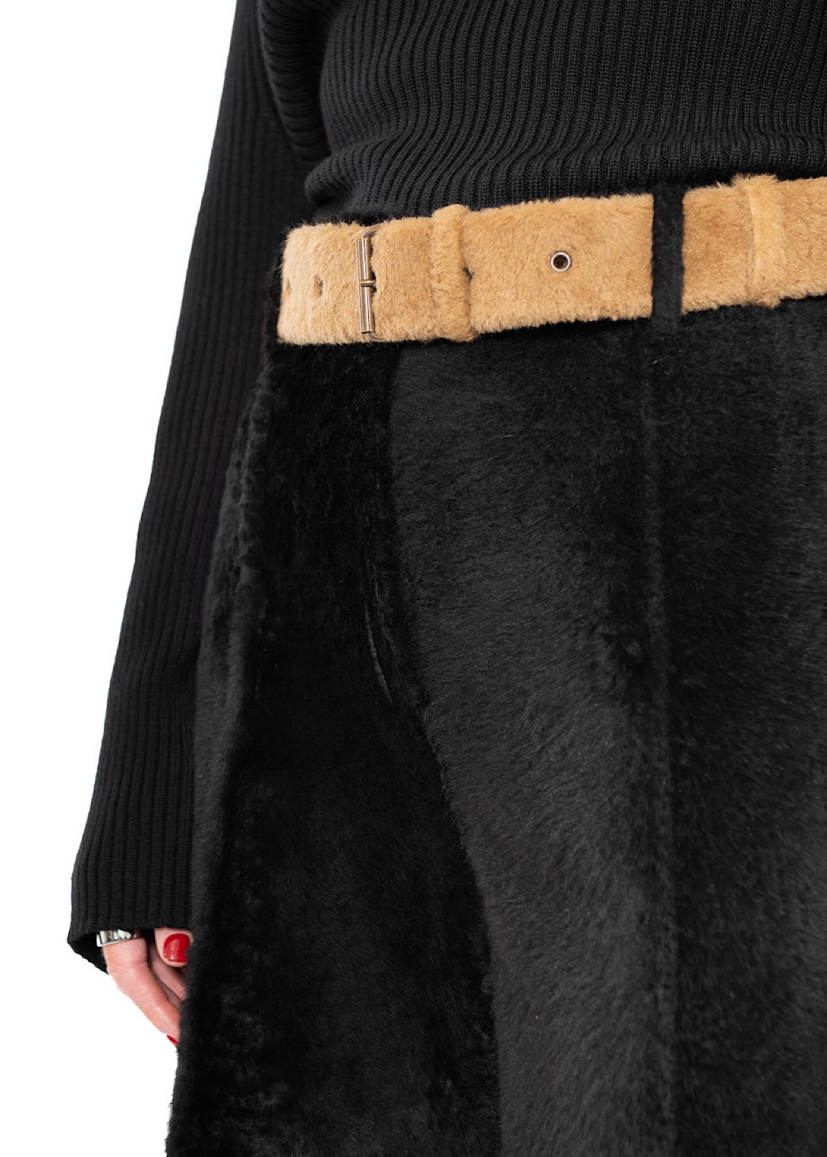 FUR-FINISHED LEATHER BELT