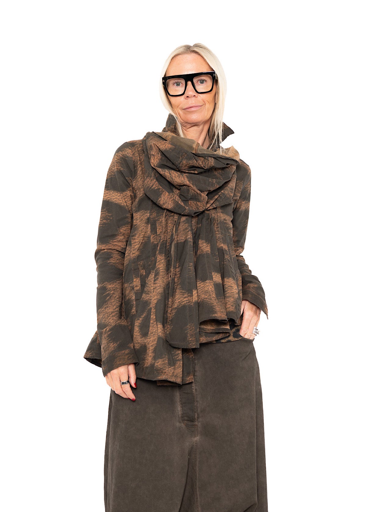 ASYMMETRIC STRETCH LEOPARD PRINT JACKET