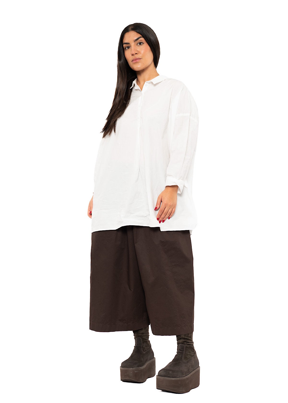 OVERSIZED CRINKLE COTTON HENLEY SHIRT
