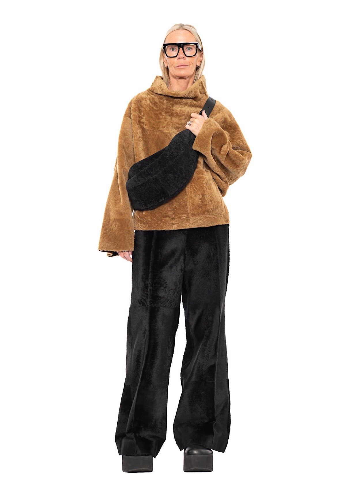 CROSSBODY FUR-FINISHED LEATHER BAG