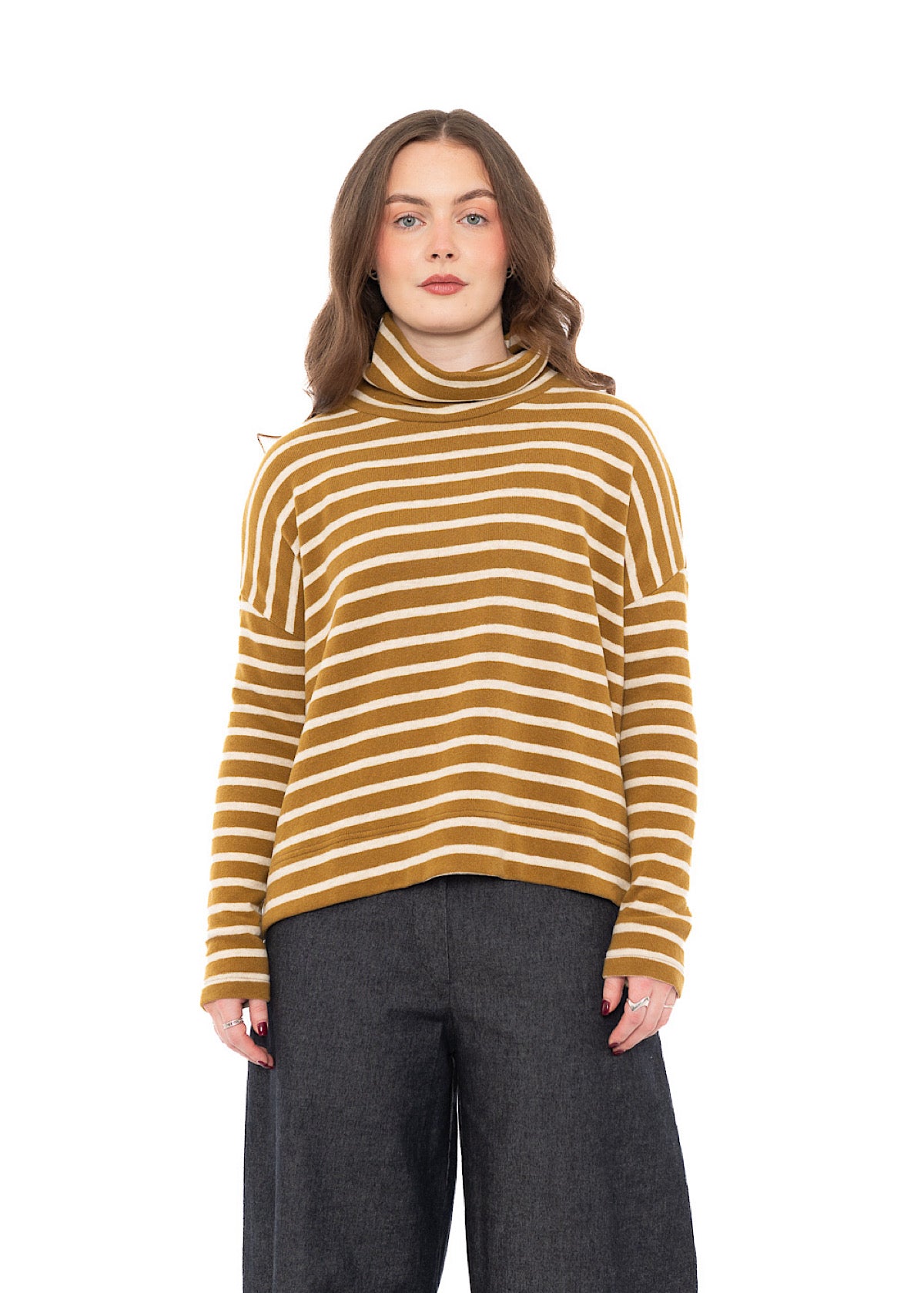 STRIPED COTTON-FLEECE MOYET PULLOVER