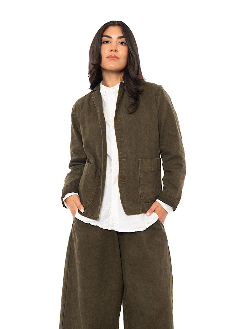 GARMENT-DYED COTTON-LINEN JACKET