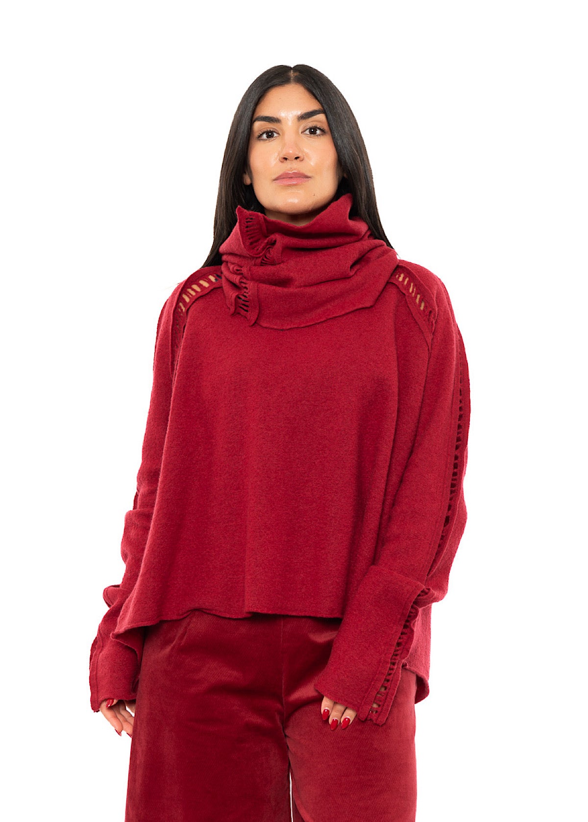 BOILED WOOL LADDER STITCH COLLAR
