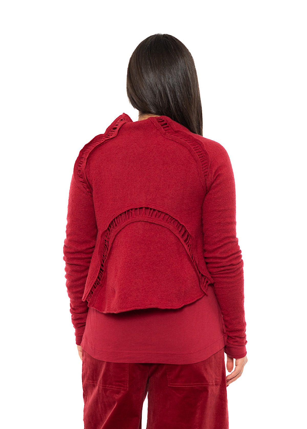 CROPPED BOILED WOOL CARDIGAN