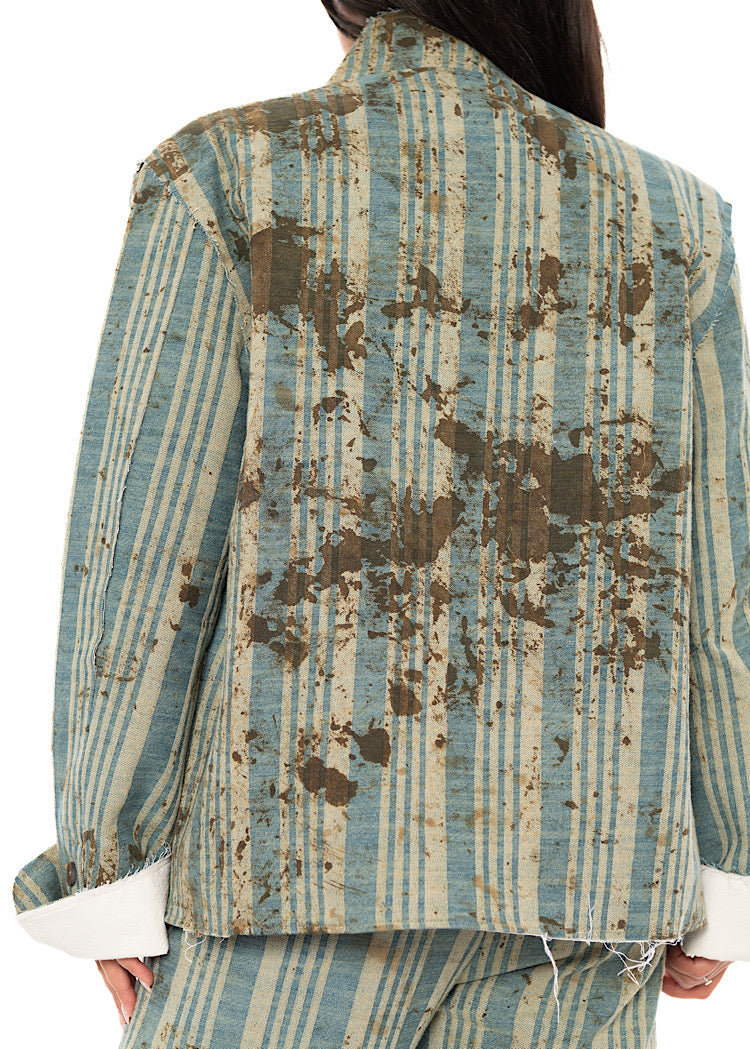 BOXY STRIPED COTTON JACKET