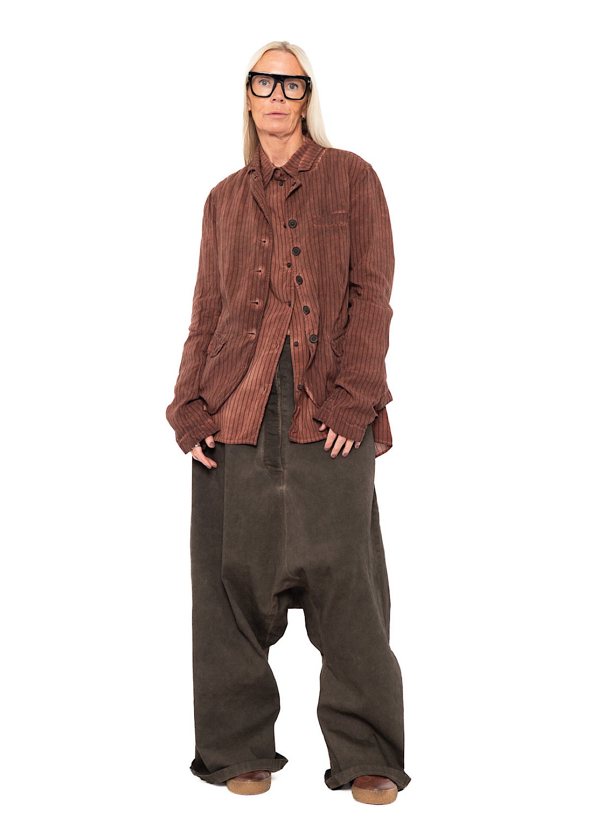 GARMENT-DYED SILK STRIPE SHIRT