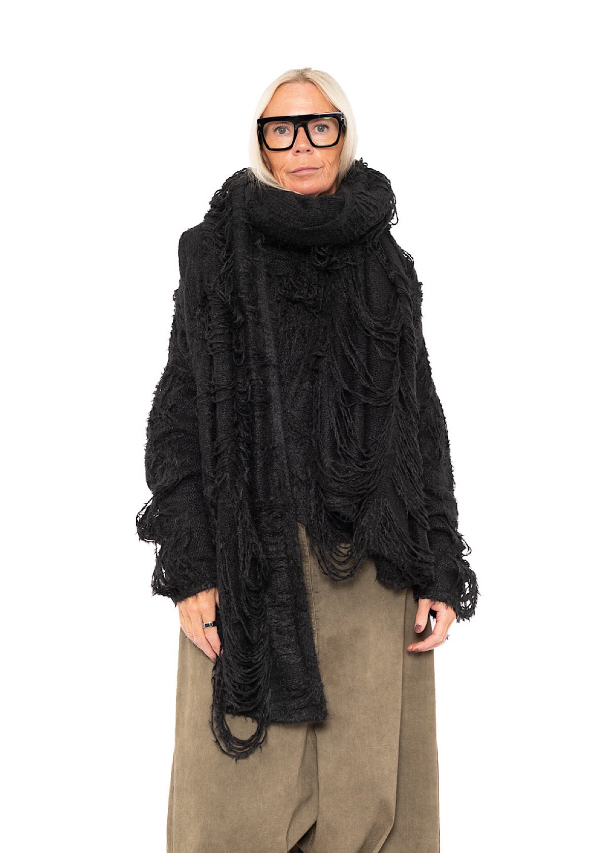 LADDERED SILK KNIT SCARF