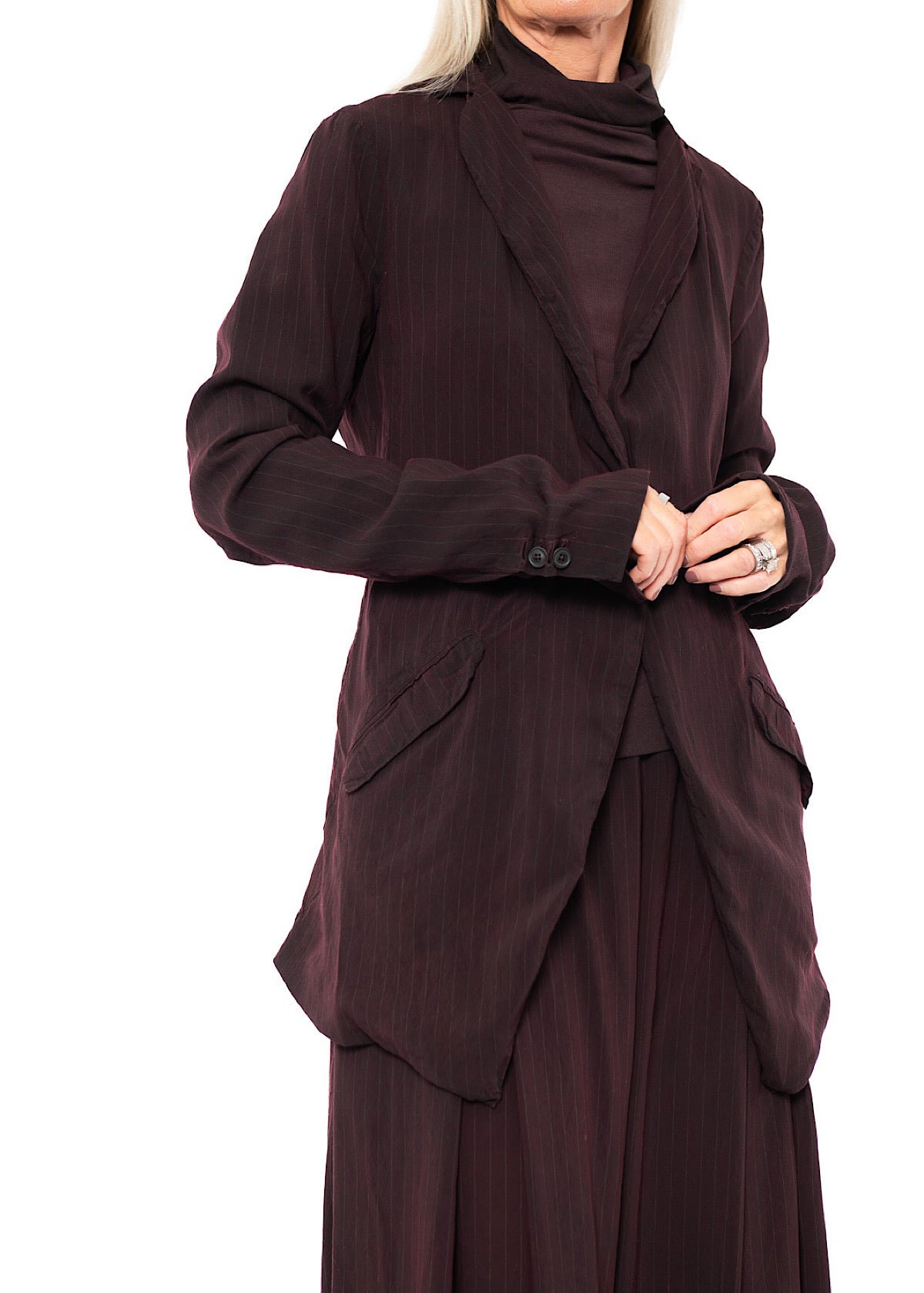 FLUID PINSTRIPE LONGLINE JACKET
