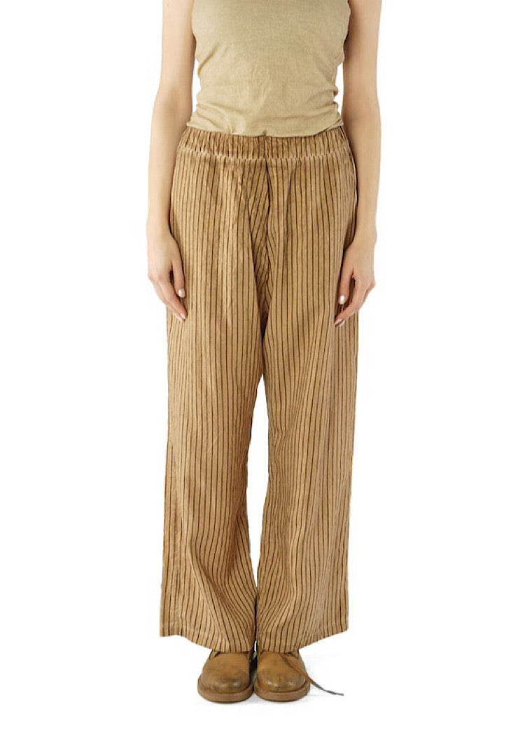 GARMENT-DYED SILK STRIPE TROUSER