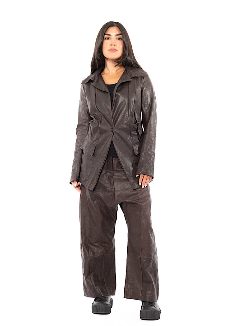FITTED LAMB LEATHER BLAZER