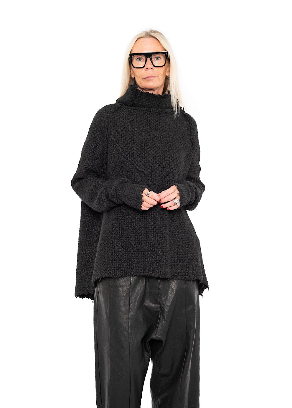TEXTURED SILK KNIT PULLOVER
