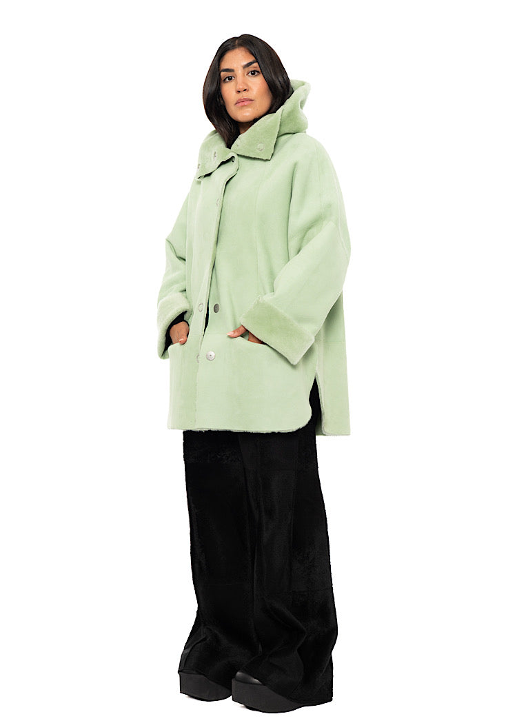 REVERSIBLE FUR HOODED JACKET