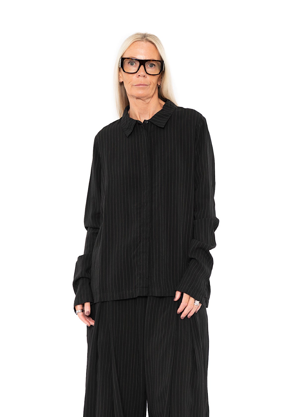 PINSTRIPE VISCOSE-SILK SHIRT