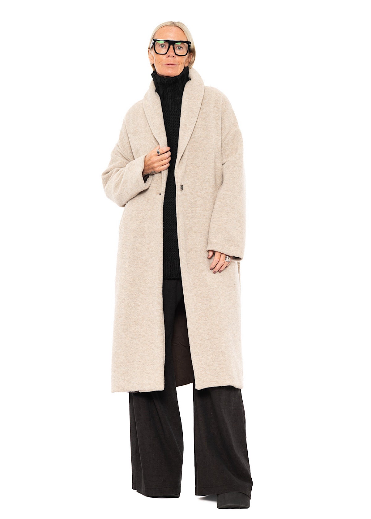 WOOL-BLEND COAT WITH SCARF