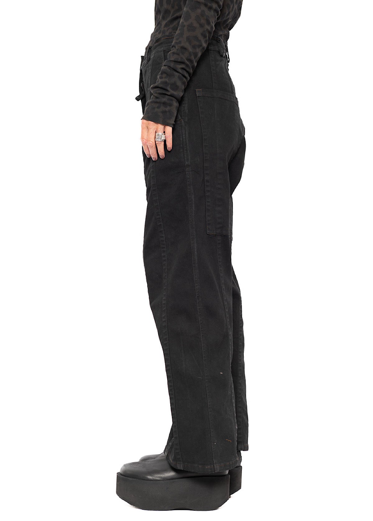STRAIGHT-LEG DROP-CROTCH DENIM TROUSER