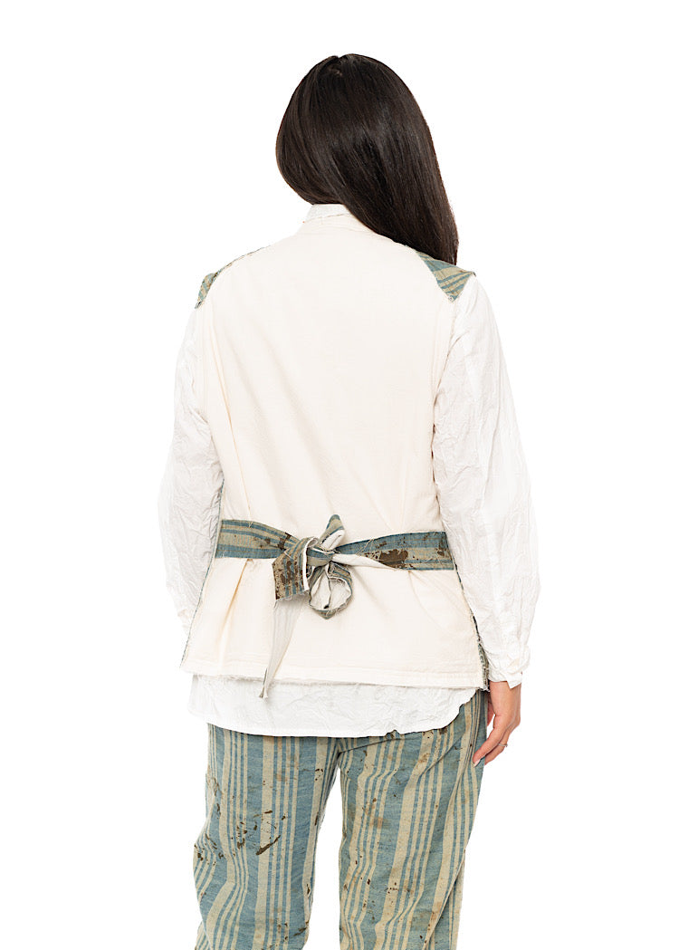 STRAIGHT CUT STRIPED COTTON WAISTCOAT