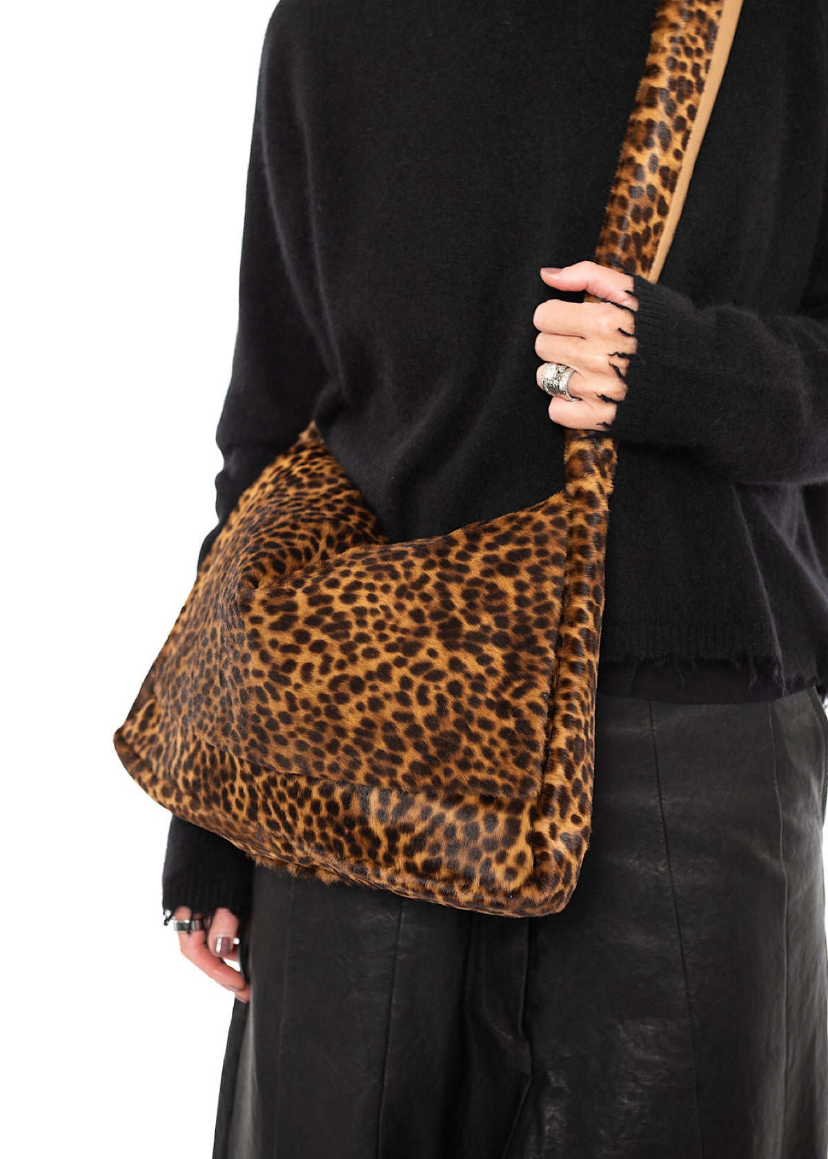 LEOPARD LEATHER CROSSBODY BAG