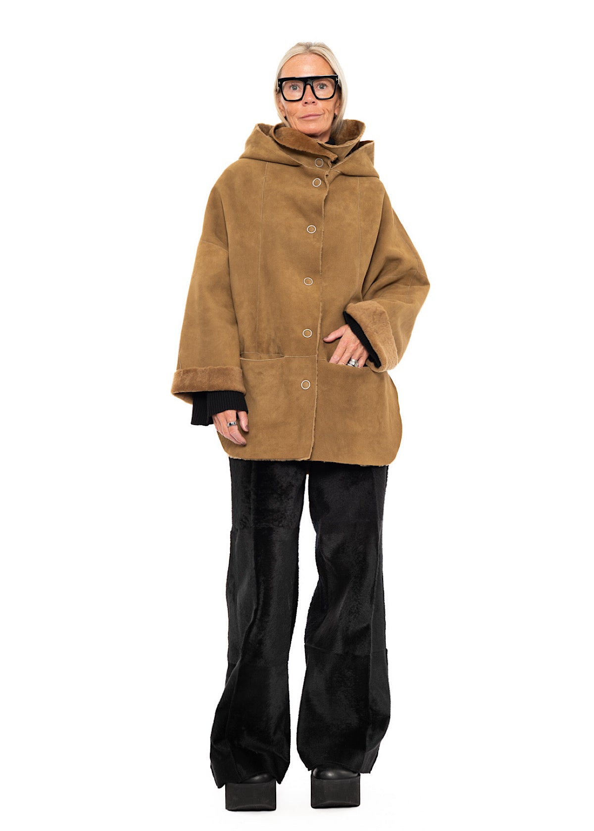 REVERSIBLE FUR HOODED JACKET