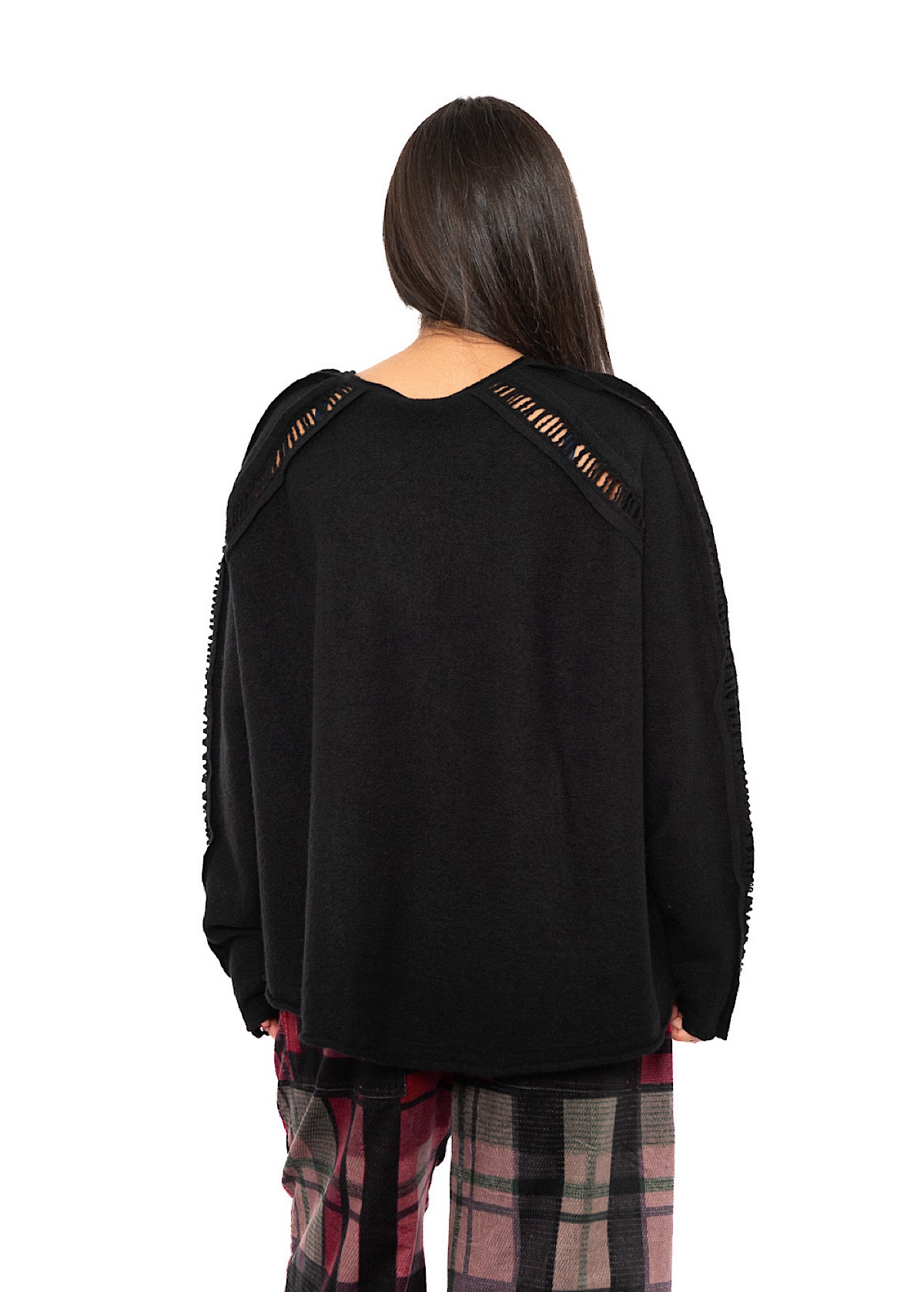 BOILED WOOL LADDER STITCH PULLOVER