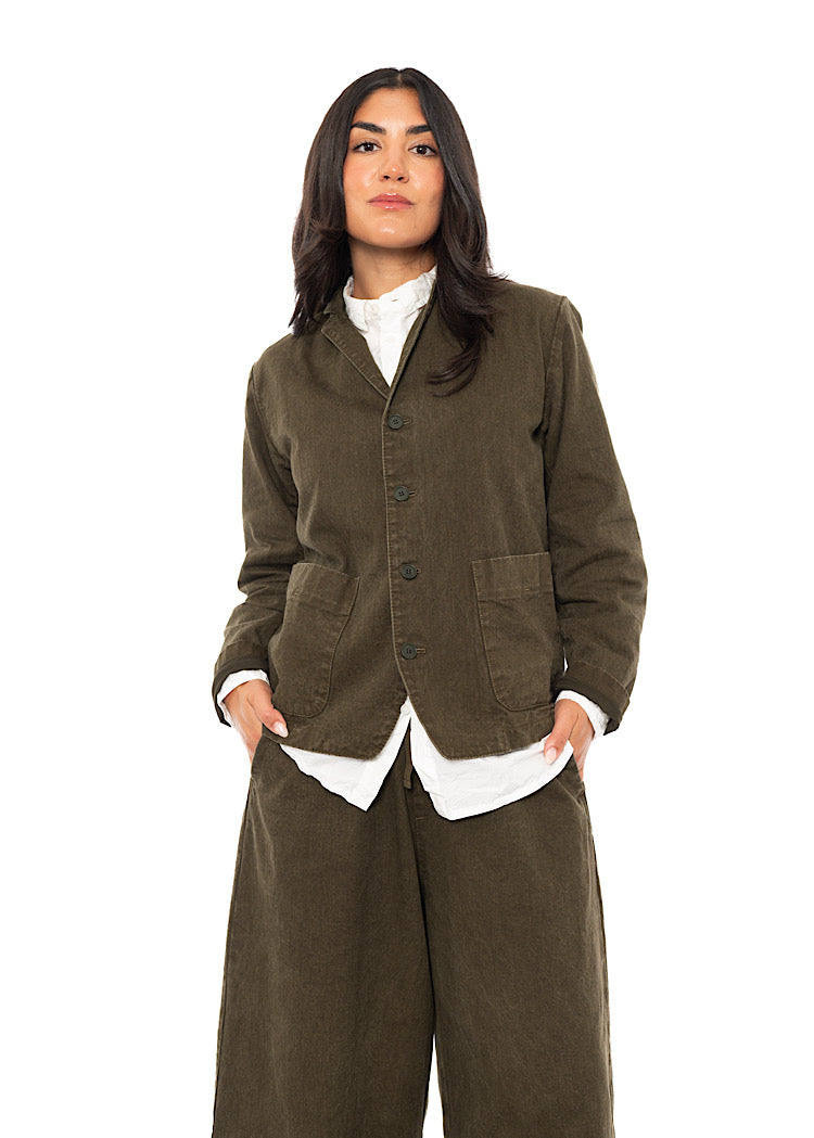 GARMENT-DYED COTTON-LINEN JACKET