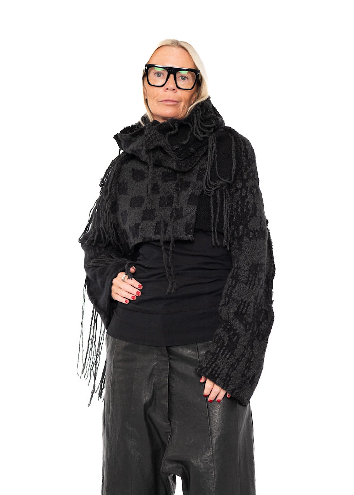 CROPPED TAPESTRY KNIT PULLOVER