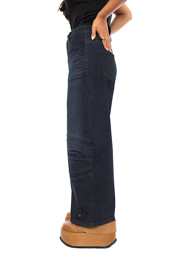 STRETCH HORSESHOE WIDE-LEG TROUSER