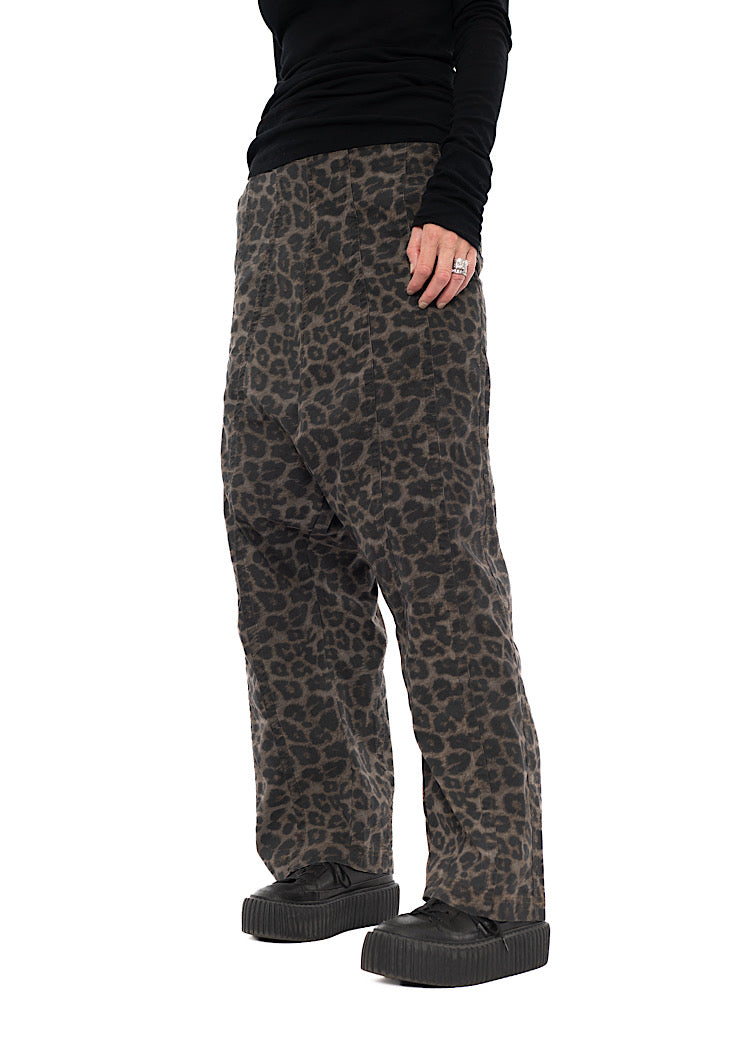 LEOPARD PRINT DROP CROTCH TROUSER