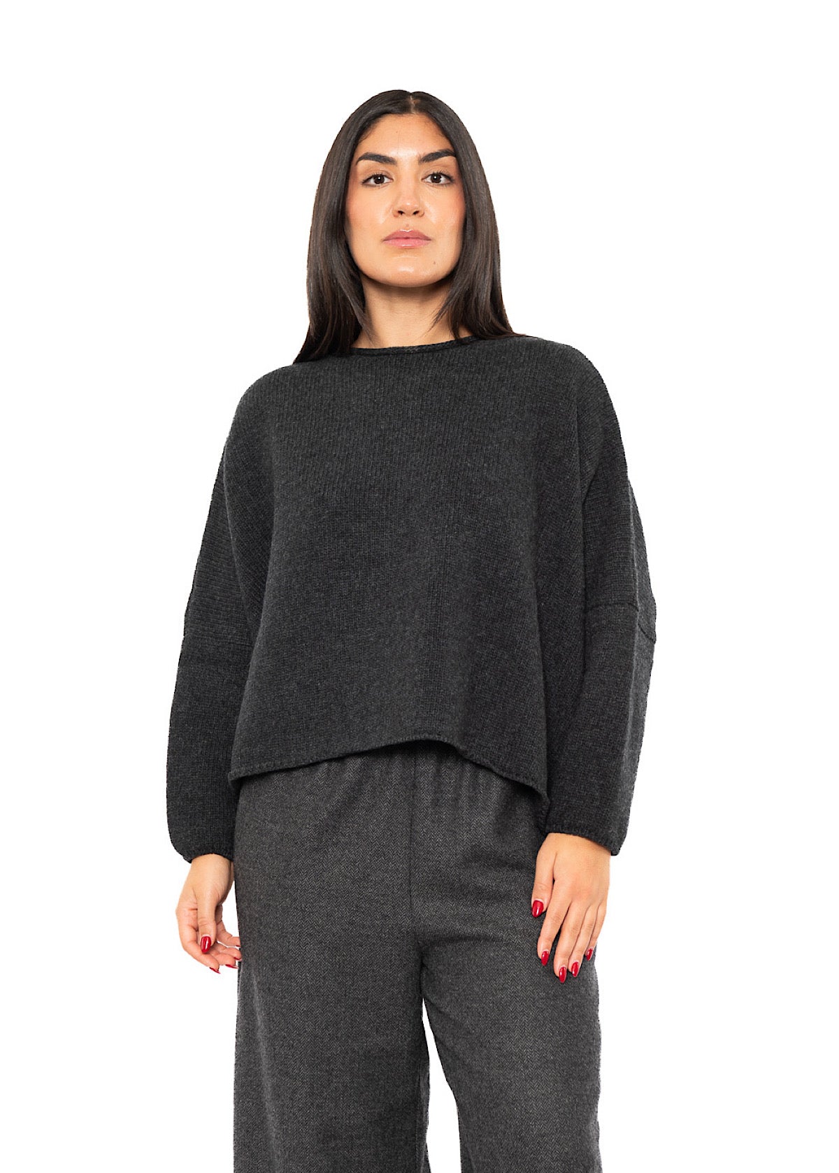 CROPPED CASHMERE BLEND FAUSTA PULLOVER