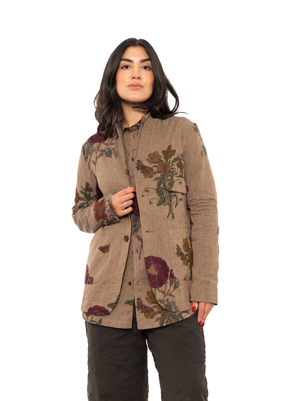 BOTANICAL PRINT TAILORED JACKET
