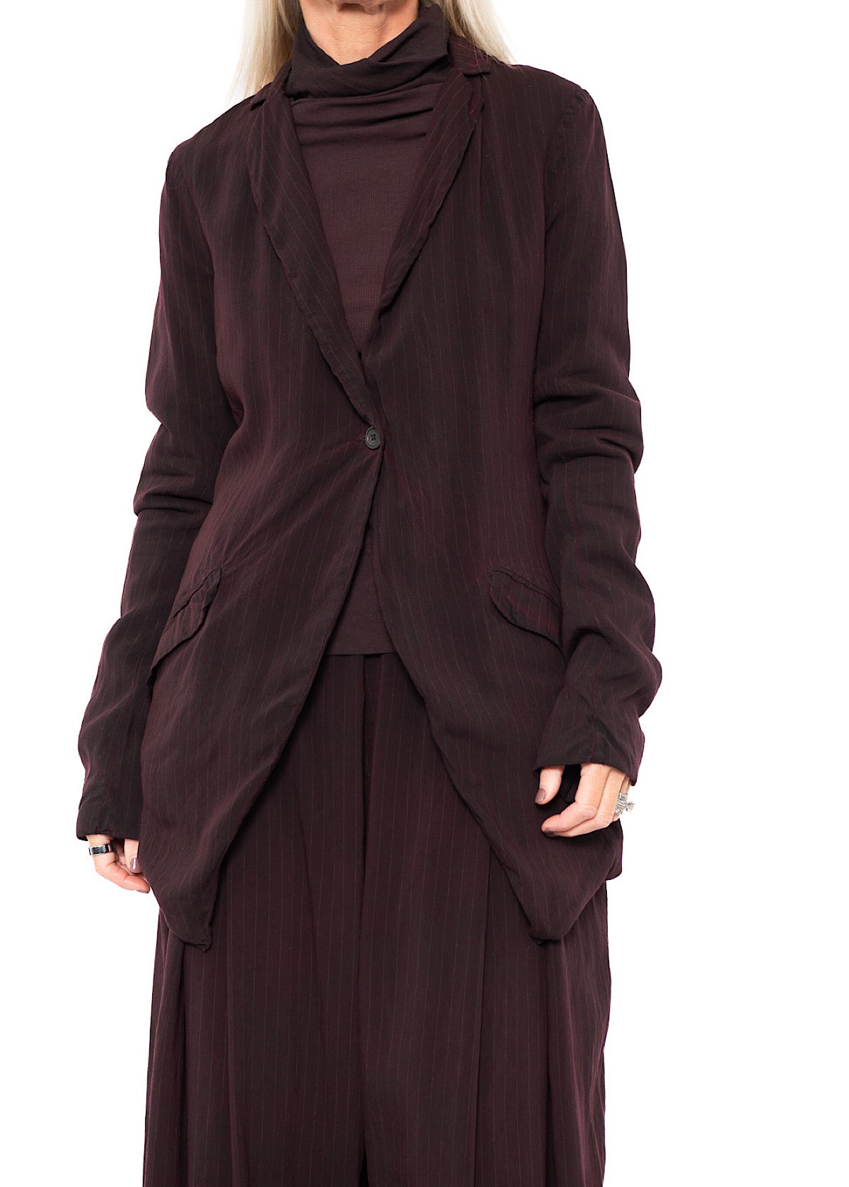 FLUID PINSTRIPE LONGLINE JACKET