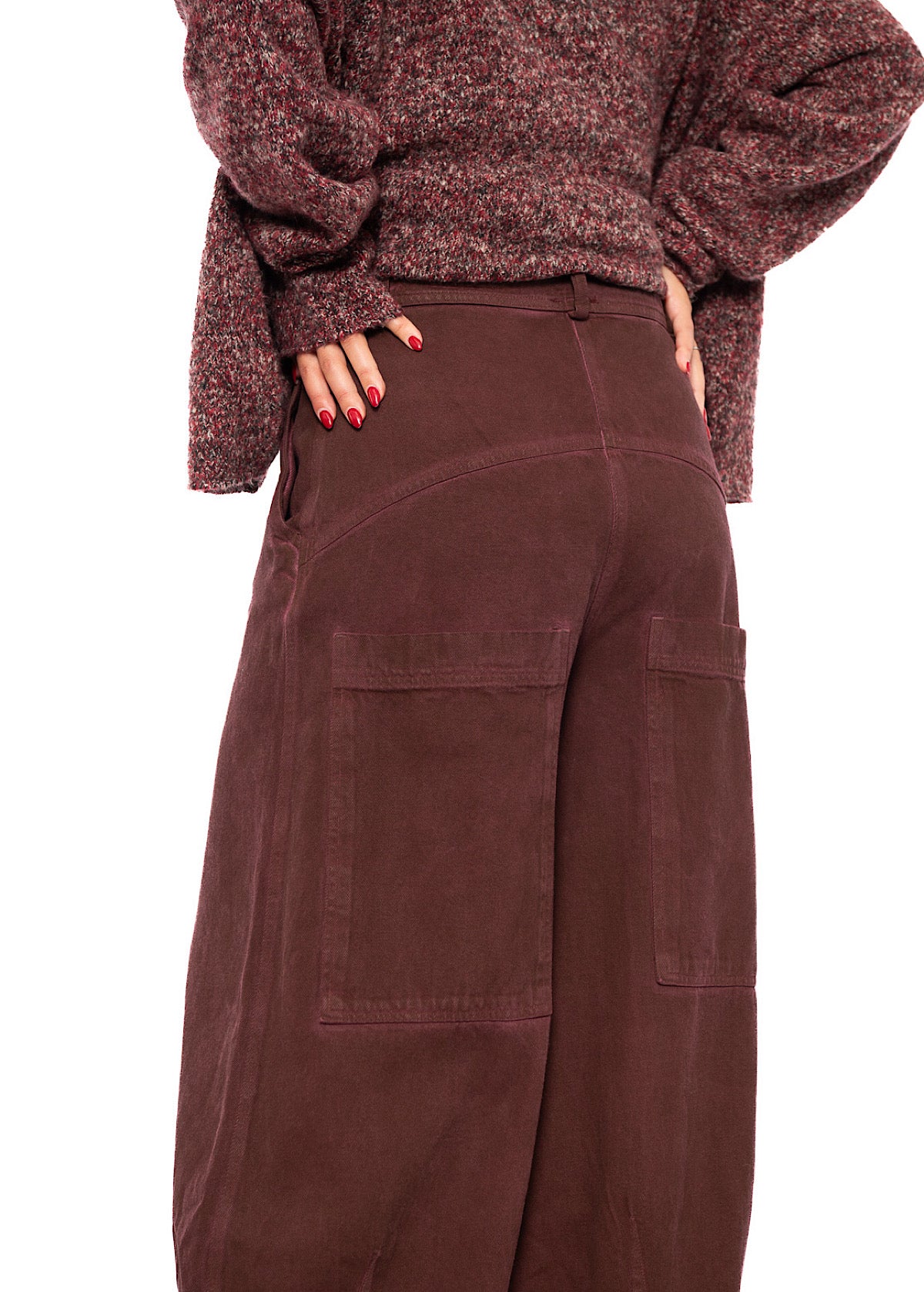 GARMENT-DYED DENIM WIDE LEG TROUSER