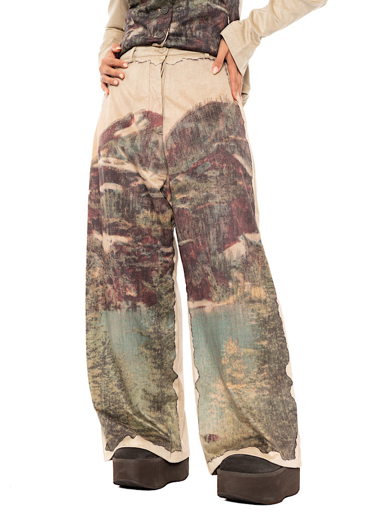 LANDSCAPE PRINT WIDE LEG TROUSER