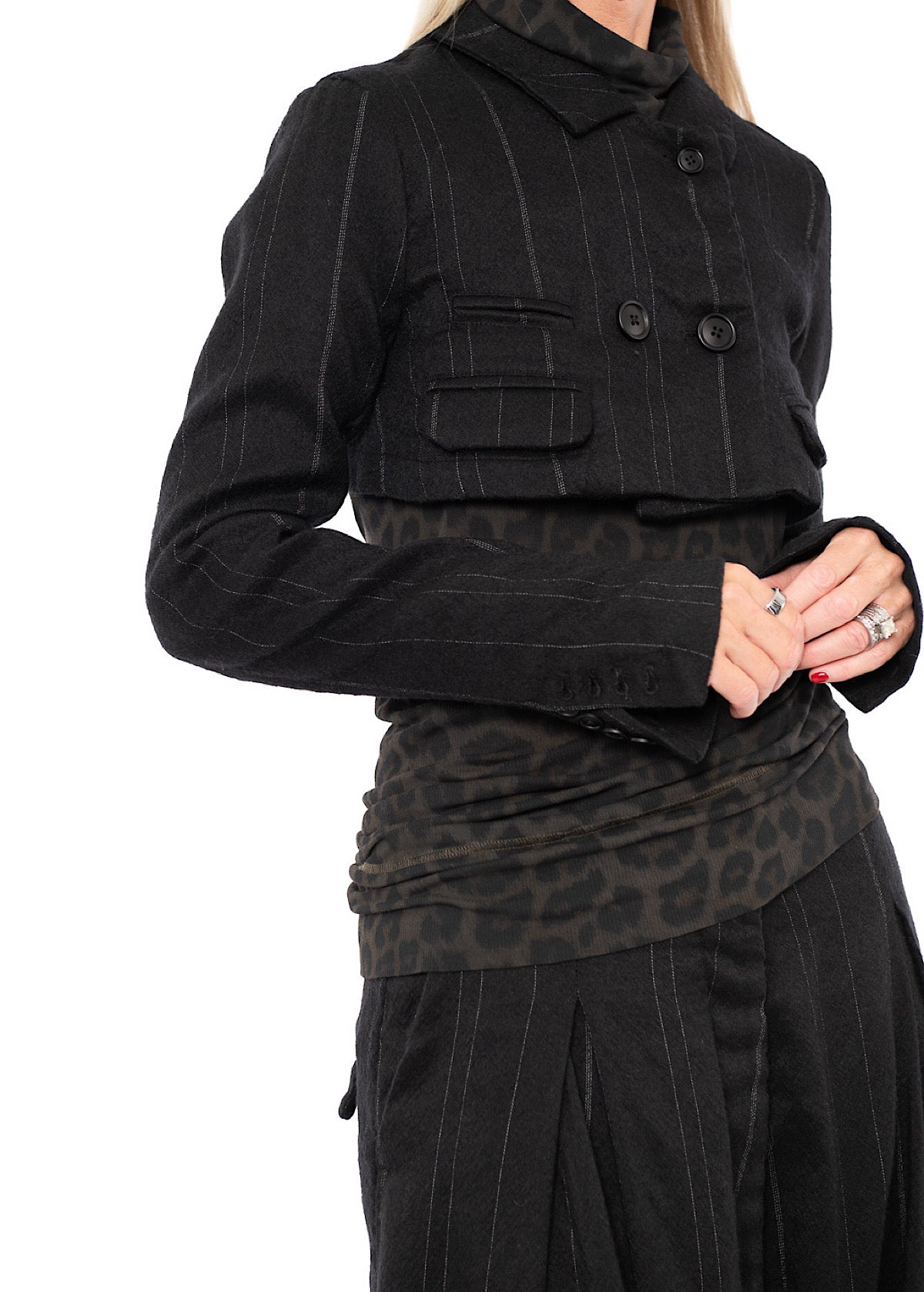 CROPPED PINSTRIPE WOOL JACKET