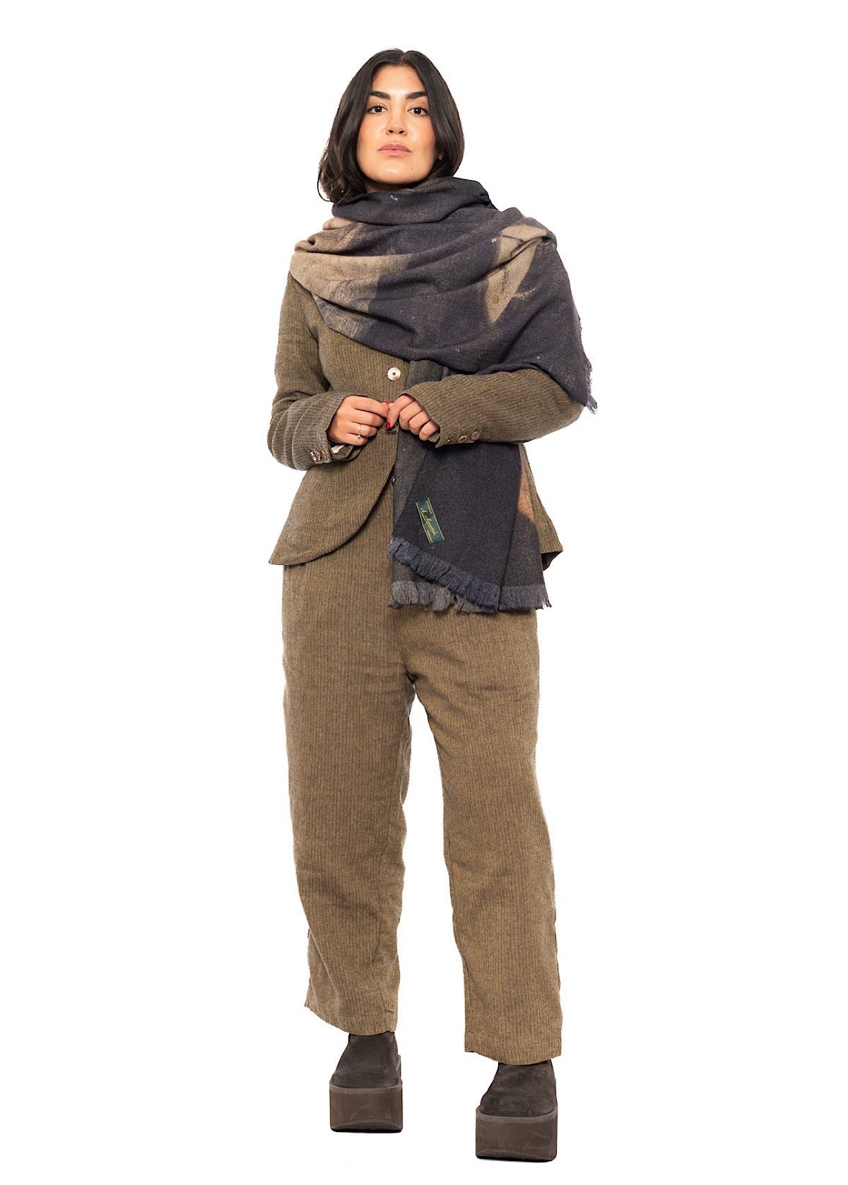 PORTRAIT PRINTED WOOL SCARF