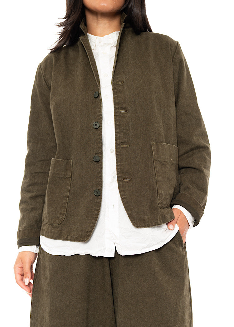 GARMENT-DYED COTTON-LINEN JACKET