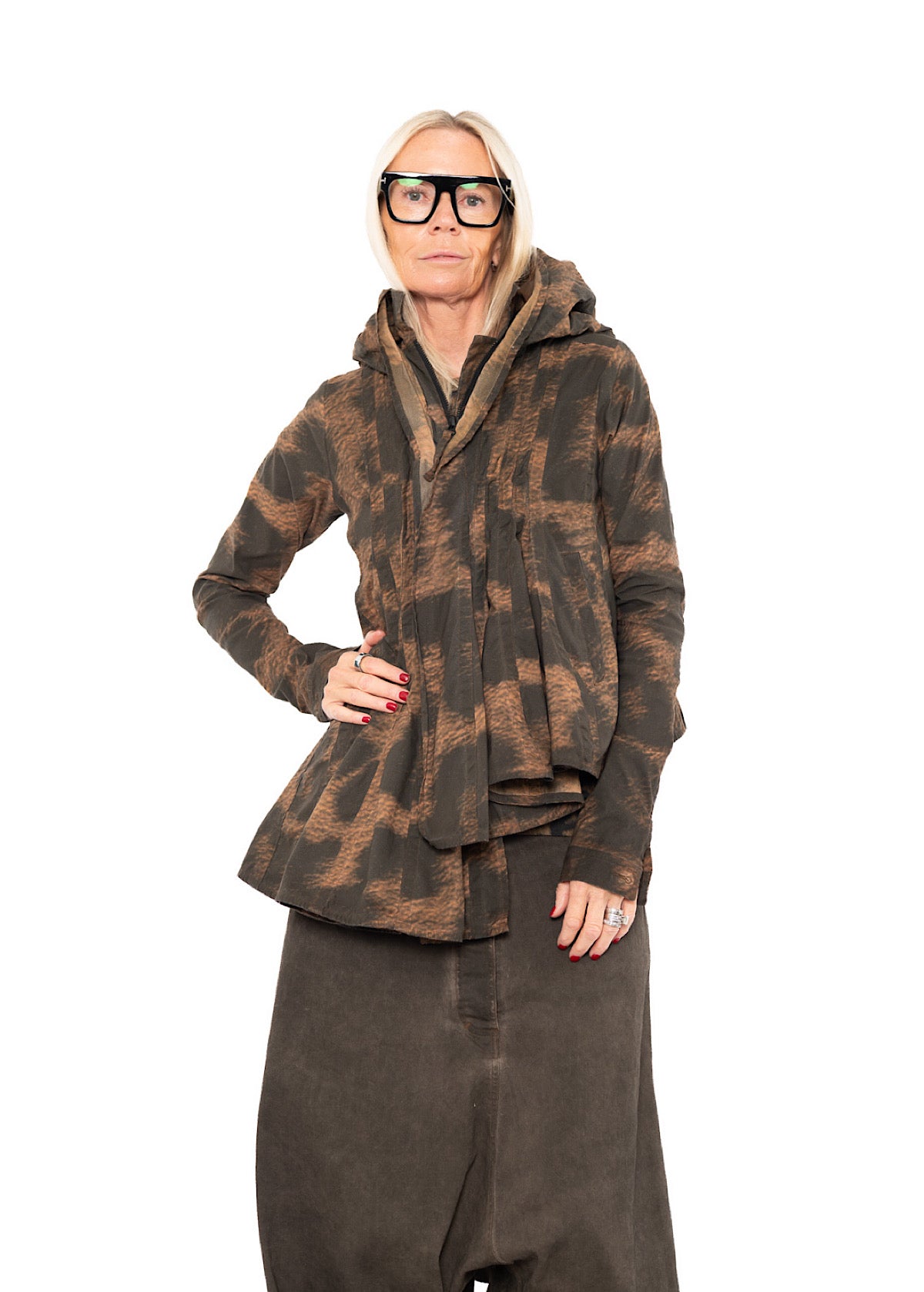 ASYMMETRIC STRETCH LEOPARD PRINT JACKET