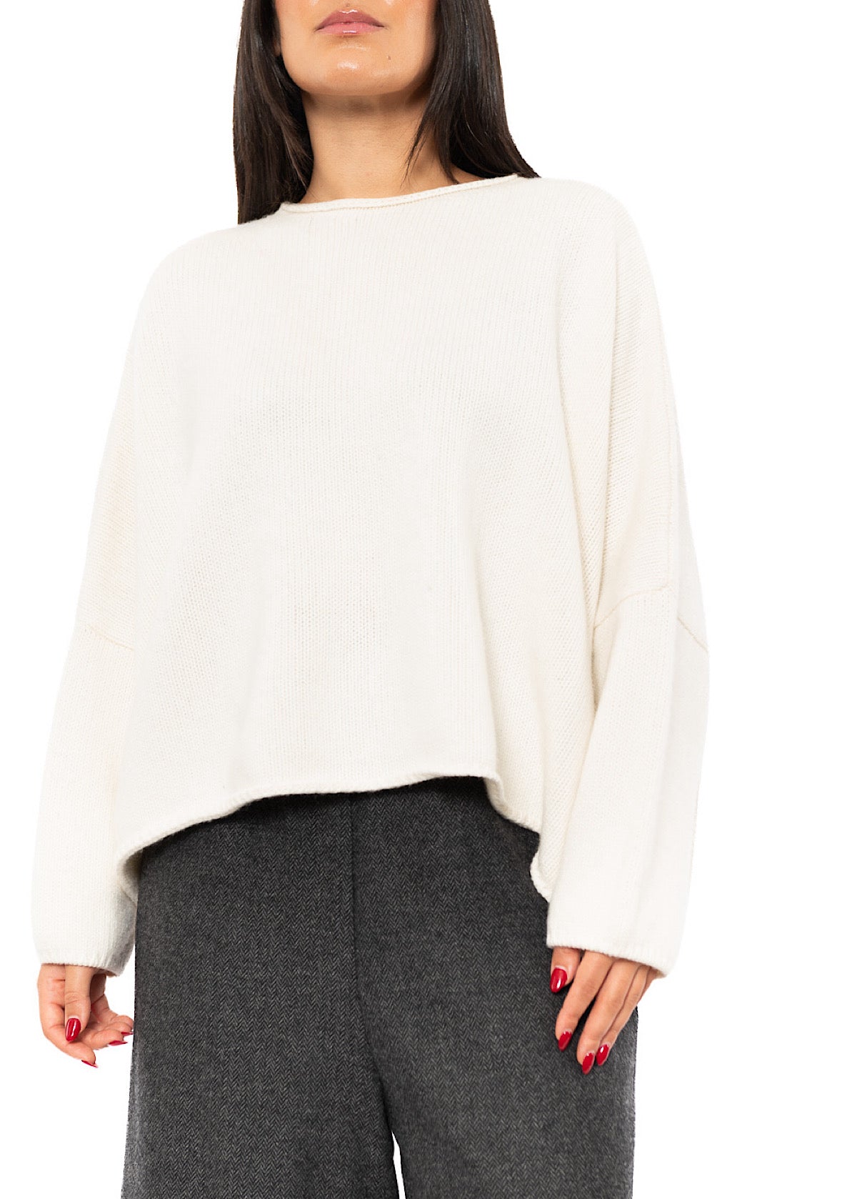 CROPPED CASHMERE BLEND FAUSTA PULLOVER