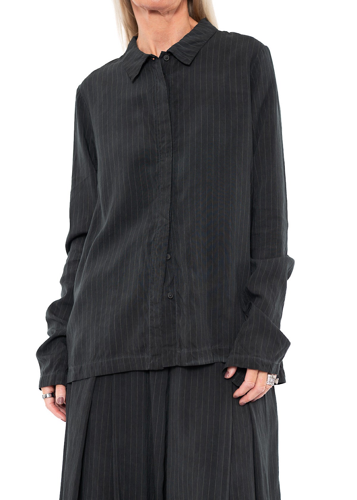 PINSTRIPE VISCOSE-SILK SHIRT