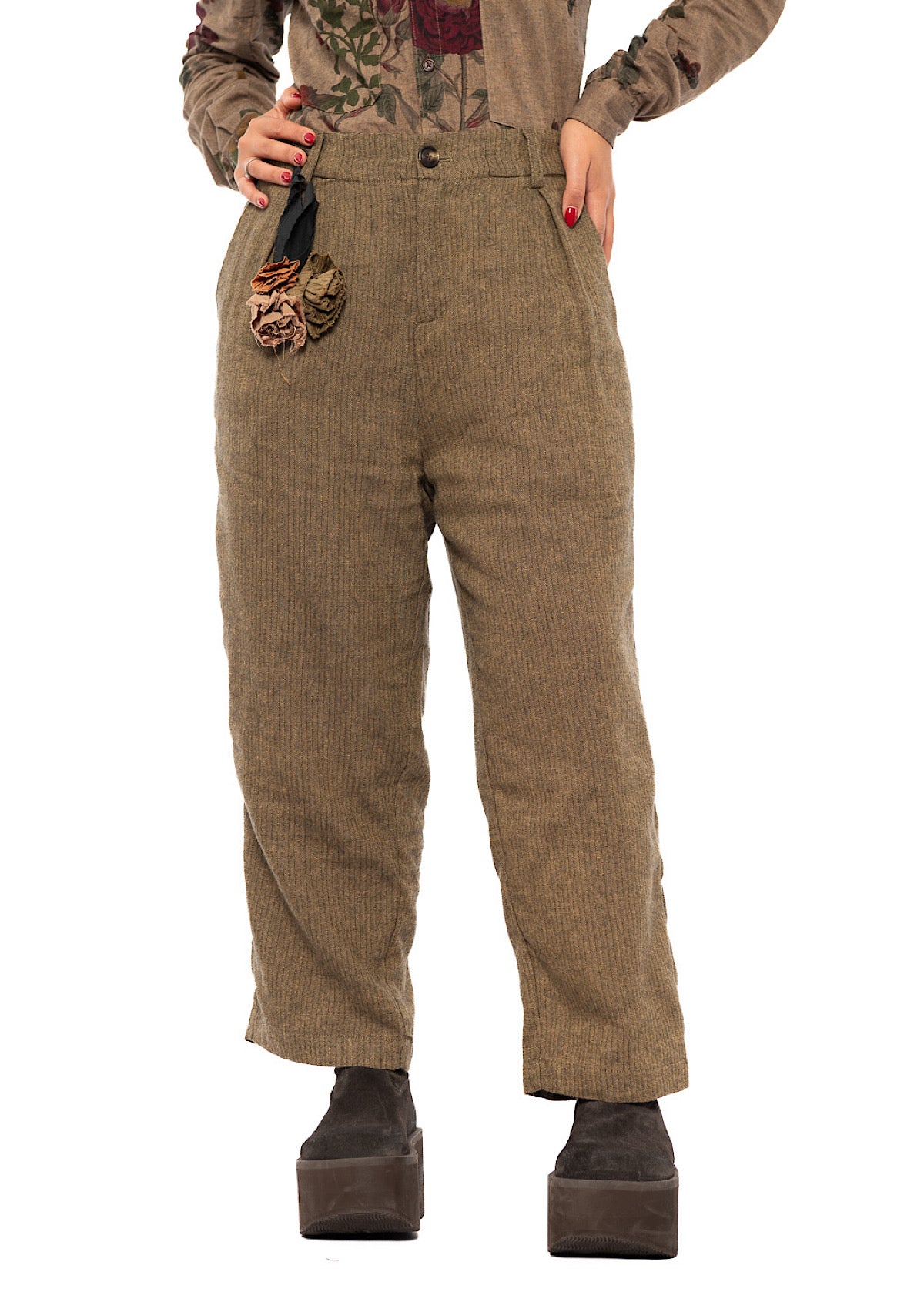 TAPERED HERRINGBONE TROUSER