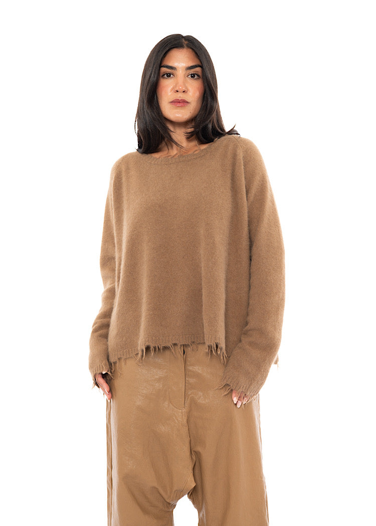 RELAXED FRAYED KNIT PULLOVER