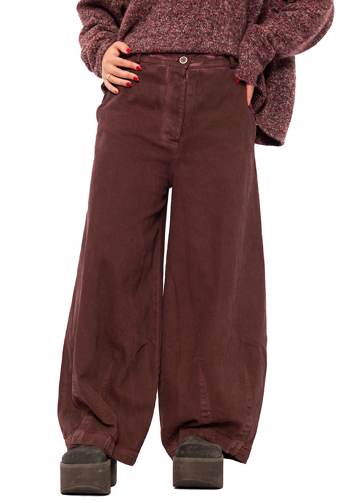 GARMENT-DYED DENIM WIDE LEG TROUSER