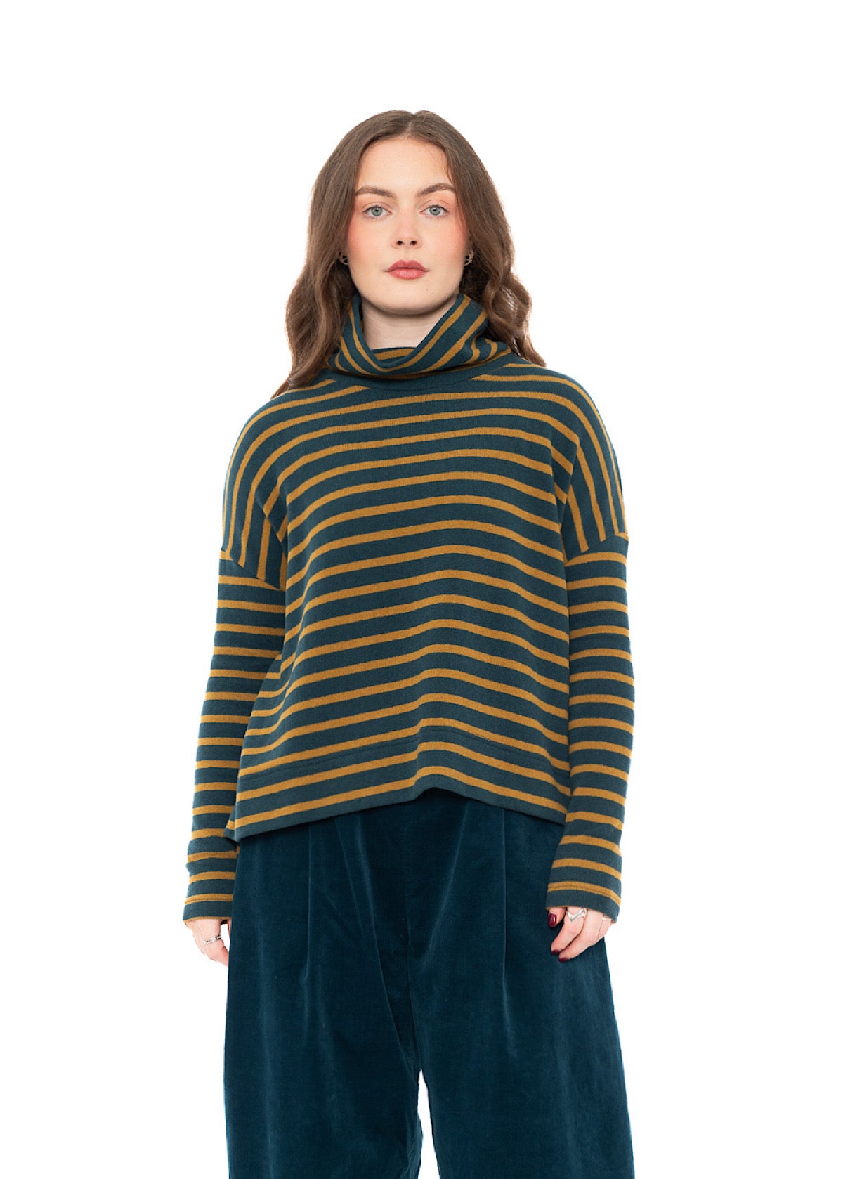 STRIPED COTTON-FLEECE MOYET PULLOVER