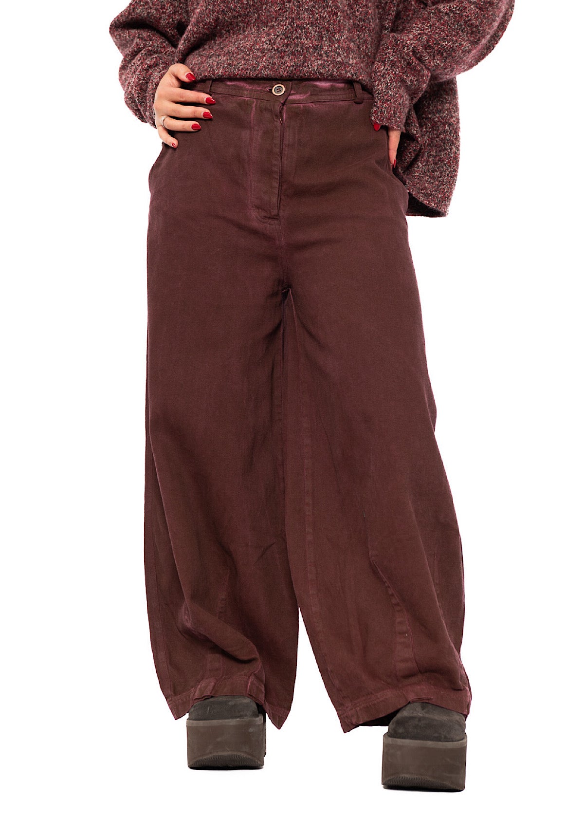 GARMENT-DYED DENIM WIDE LEG TROUSER